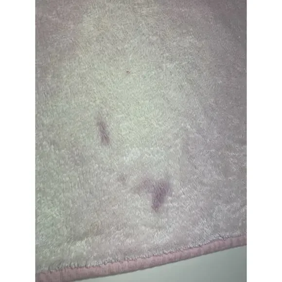 Carters Pink Bunny Baby Blanket Plush Fleece Rabbit Flowers Butterfly *READ*